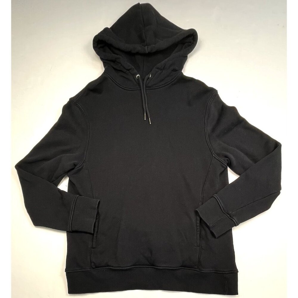 H&M Womens LARGE Black Basics Full-Zip Heavyweight HOODIE Sweatshirt Jacket EUC